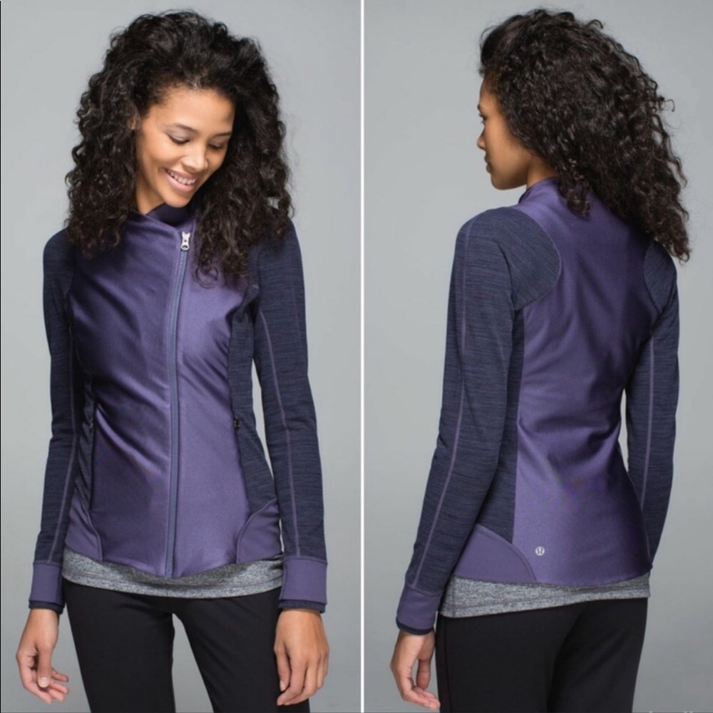Lululemon Jacket Emerge Renewed Purple Nightfall Diamond Jacquard Space Dye SZ 8